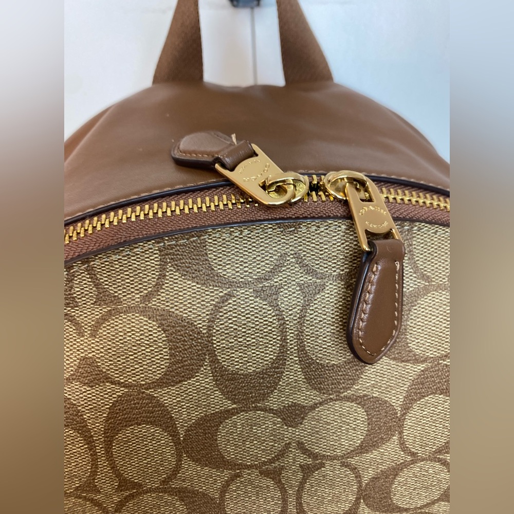 Coach Charlie Signature Brown/Tan Backpack Coated Canvas, Leather & Nylon Unisex - Picture 3 of 12